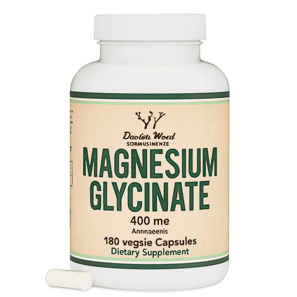 Double Wood Magnesium Glycinate 400mg, 180 Capsules - for Sleep, Muscle, & Heart Support