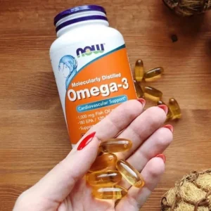 NOW Omega-3 Fish Oil 100 Softgels bottle – high-quality EPA DHA supplement for heart and brain health