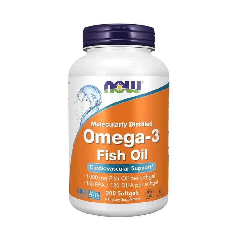 NOW Omega-3 Fish Oil 100 Softgels bottle – high-quality EPA DHA supplement for heart and brain health